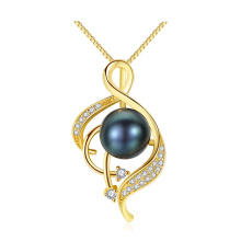 Music Design Gold Plated 925 Sterling Silver Freshwater Pearl Pendant Necklaces